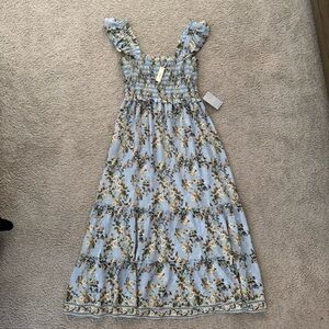 NWT Max Studio Blue Floral Smocked Dress